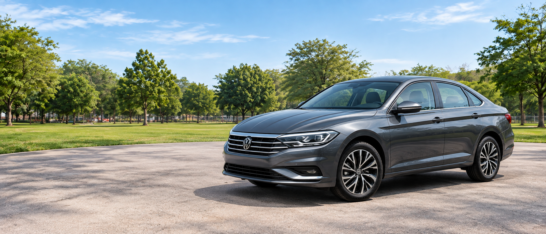 Volkswagen Jetta, vista de tres cuartos con el vehículo a la derecha